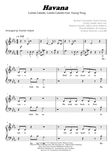 Havana (arr. Harmony Valarie @ Teacher Valarie)