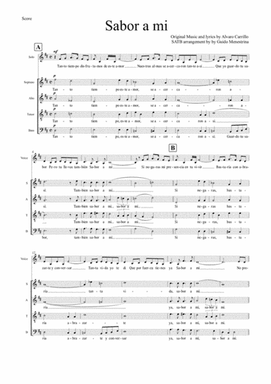 Sabor A Mi (be True To Me) (arr. Guido Menestrina)
