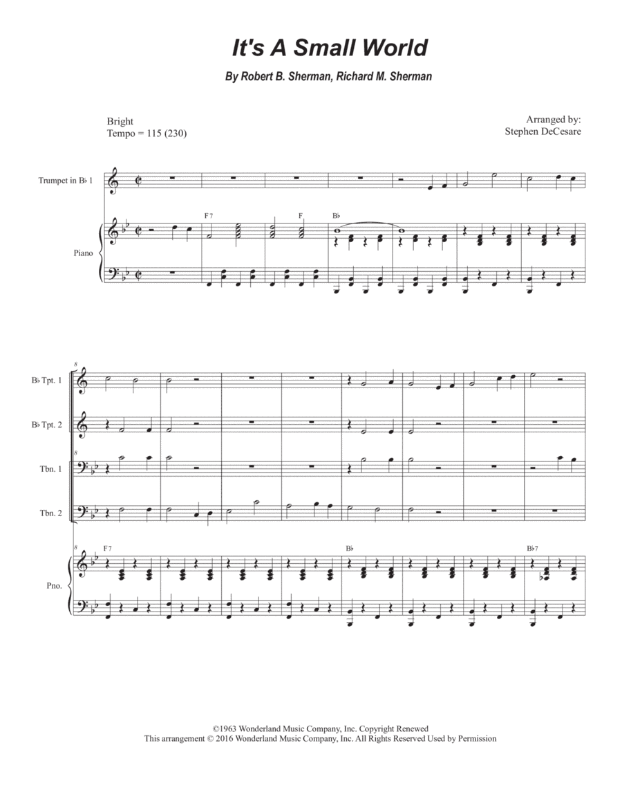 It's A Small World (arr. Stephen DeCesare)