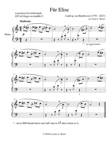 Für Elise for Beginners (arr. arr. by Sean A. Moore)