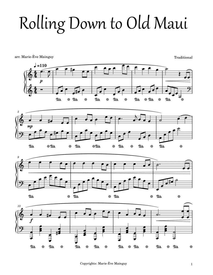 Rolling Down to Old Maui (arr. Marie-Ève Mainguy)