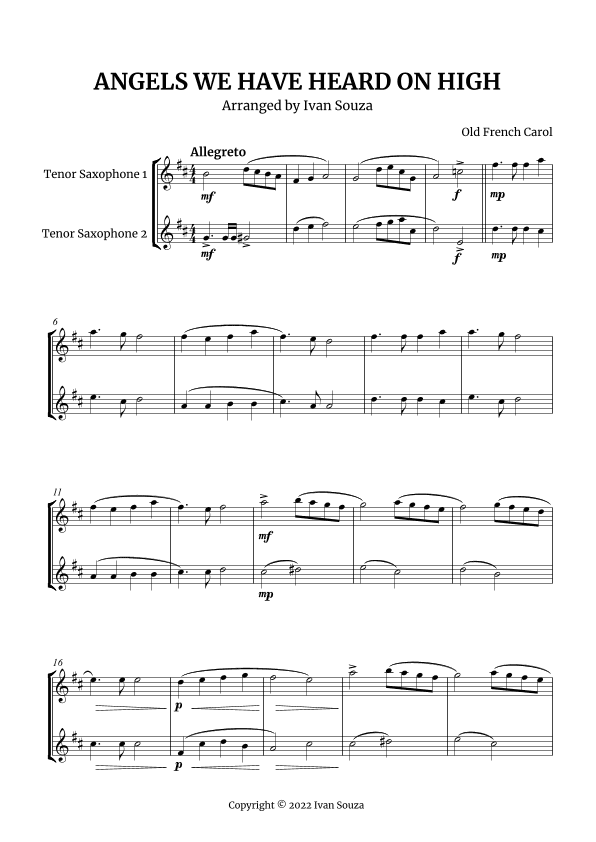 ANGELS WE HAVE HEARD ON HIGH (arr. Ivan Souza)