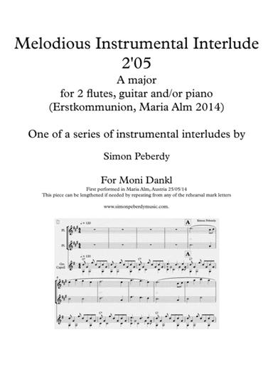 Instrumental Interlude 2'05 for 2 flutes, guitar and/or piano by Simon Peberdy