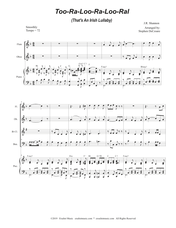 Too-Ra-Loo-Ra-Loo-Ral (That's an Irish Lullaby) (for Woodwind Quartet and Piano) (arr. Stephen DeCesare)