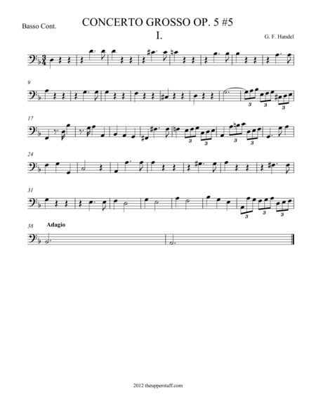 Concerto Grosso Op. 3 #5 Movement I. (arr. theupperstaff.com)