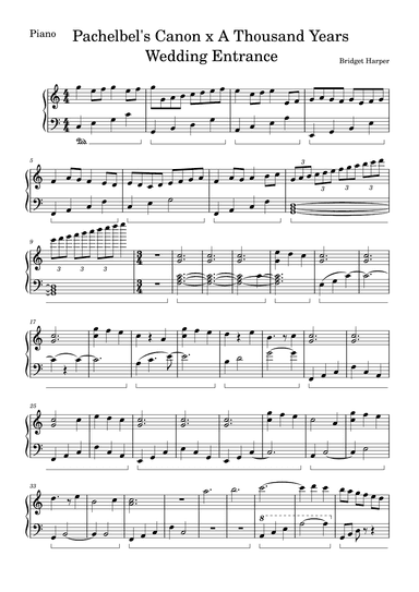 Pachelbel's Canon x A Thousand Years Wedding Entrance (arr. Bridget Harper)