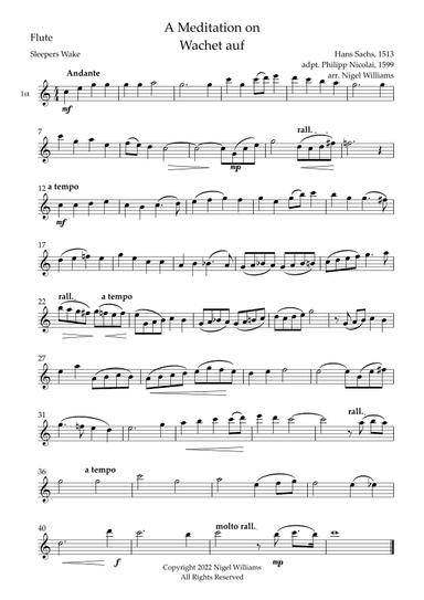 Wachet auf, for Flute Trio (arr. Nigel Williams)