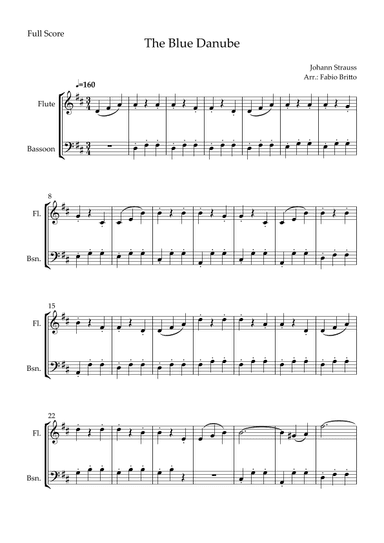 The Blue Danube (Waltz by Johann Strauss) for Flute & Bassoon Duo (arr. Fabio Britto)