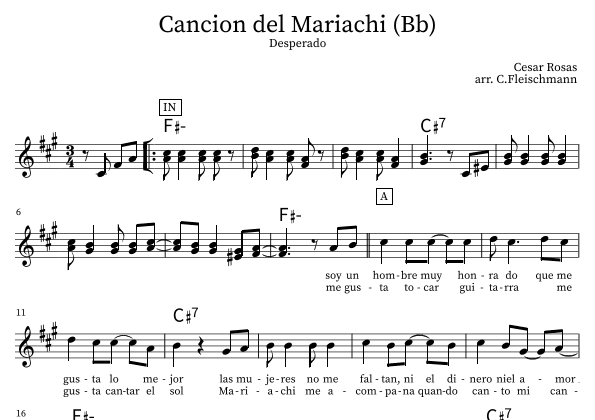 Cancion Del Mariachi (arr. Christoph Fleischmann)