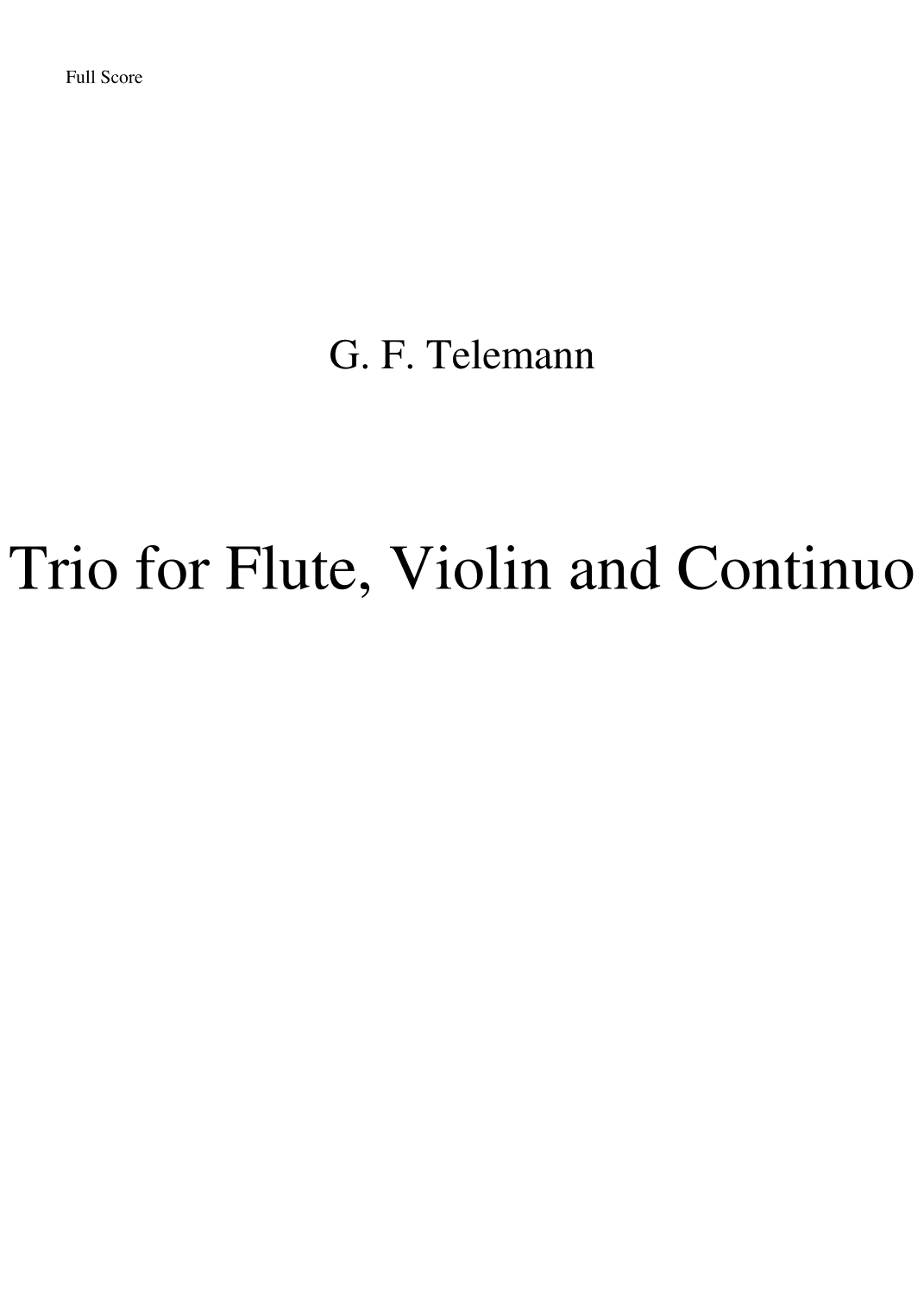 Trio Sonata for Flute, Violin, and Continuo (arr. Alex Tinlin)