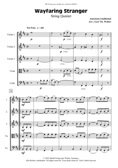 Wayfaring Stranger (arr. Gert Th. Walter)