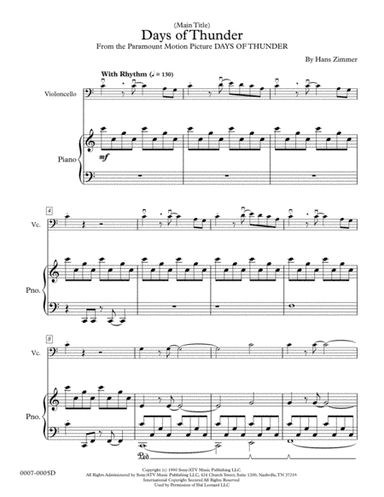 Days Of Thunder (Main Title)  from the Paramount Motion Picture DAYS OF THUNDER (arr. Red Gate Music)