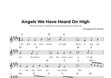 Angels We Have Heard On High (Key of E Major) (arr. R. Salvario)