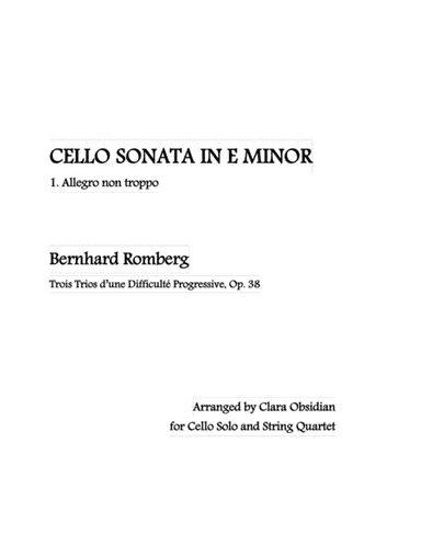 Romberg: Cello Sonata in E Minor (arr. for cello solo and string quartet) (arr. Clara Obsidian)