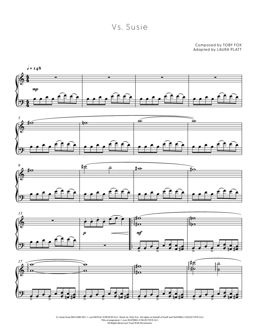 Vs. Susie (DELTARUNE - Piano Sheet Music)