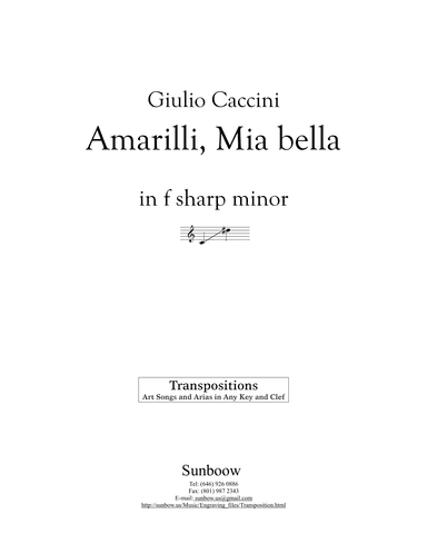 Caccini: Amarilli, mia bella (transposed to f sharp minor) (arr. Sunbow)