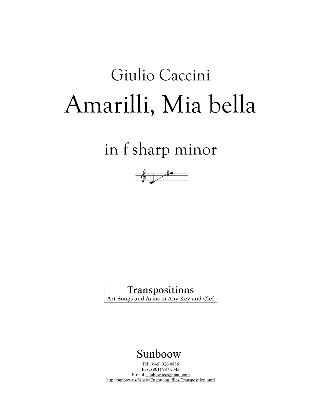 Caccini: Amarilli, mia bella (transposed to f sharp minor) (arr. Sunbow)