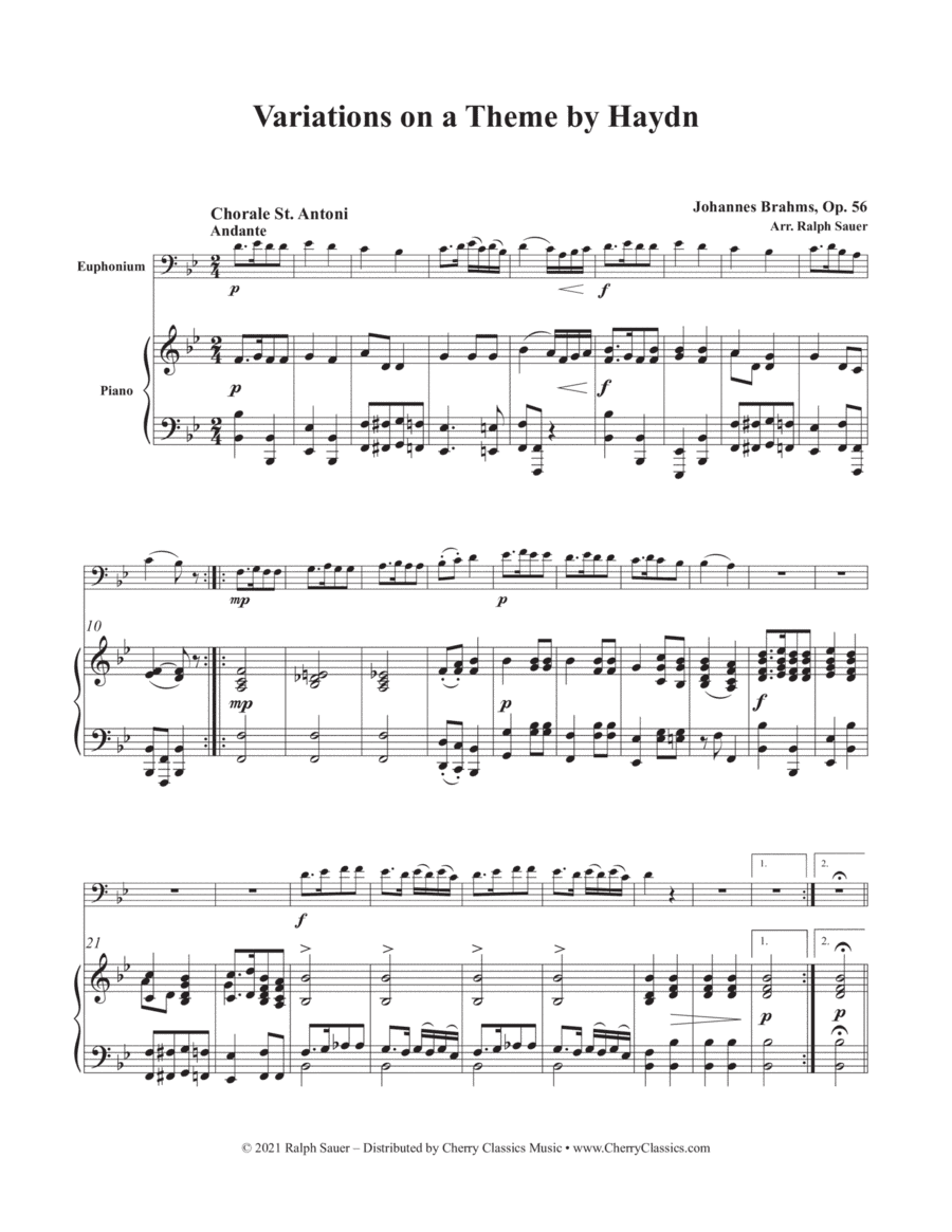 Variations on a Theme by Haydn of Euphonium and Piano (arr. Ralph Sauer)