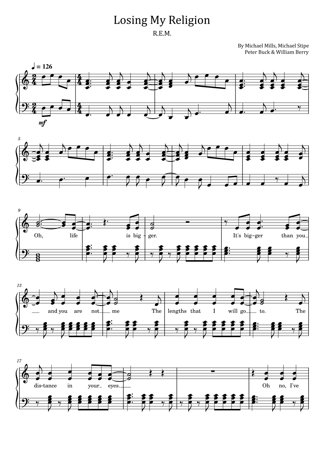 Losing My Religion (arr. poon)