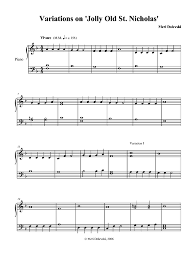 Variations on Jolly Old St. Nicholas (arr. Meri Dolevski)