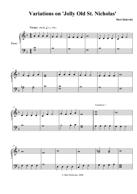 Variations on Jolly Old St. Nicholas (arr. Meri Dolevski)