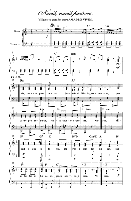 Nació, nació pastores - Villancico Español por Amadeo Vives Roig (arr. Juan Carlos Cortés A.)