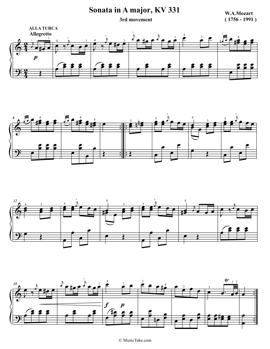 Mozart Alla Turca (3rd movement from Sonata KV 331) (arr. Ben Choupak)