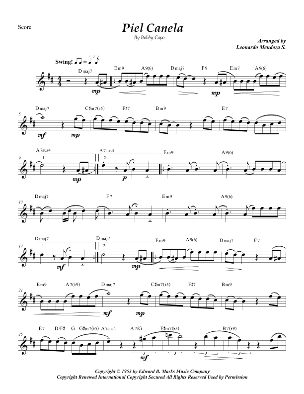 Piel Canela (arr. Leonardo Mendoza S.)