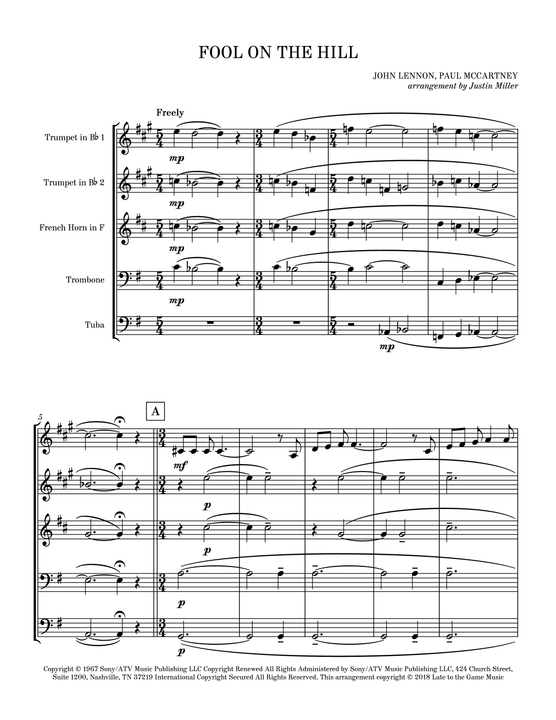 The Fool On The Hill (arr. Justin Miller)