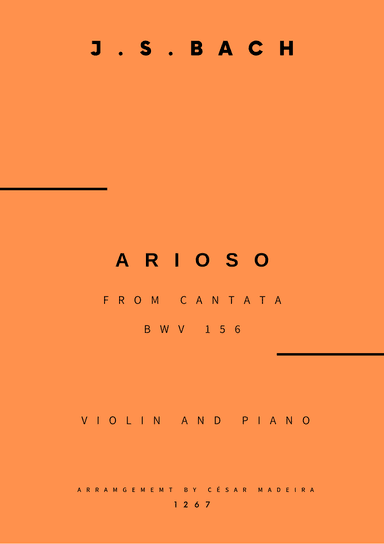 Arioso (BWV 156) - Violin and Piano (Full Score and Parts) (arr. César Madeira)