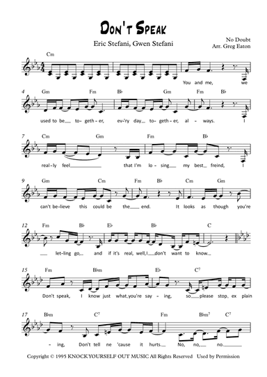 Don't Speak (arr. Greg Eaton)