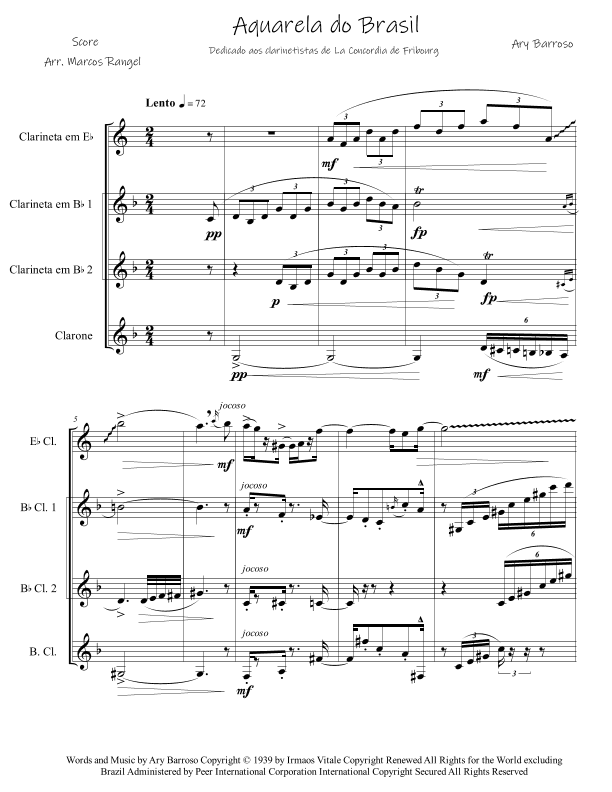 Aquarela Brasileira (aquarela Do Brasil) (brasil) (arr. Marcos Rangel)