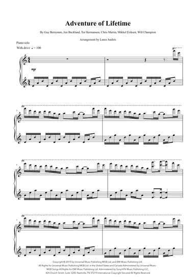 Adventure Of A Lifetime (arr. Laura Andrés)