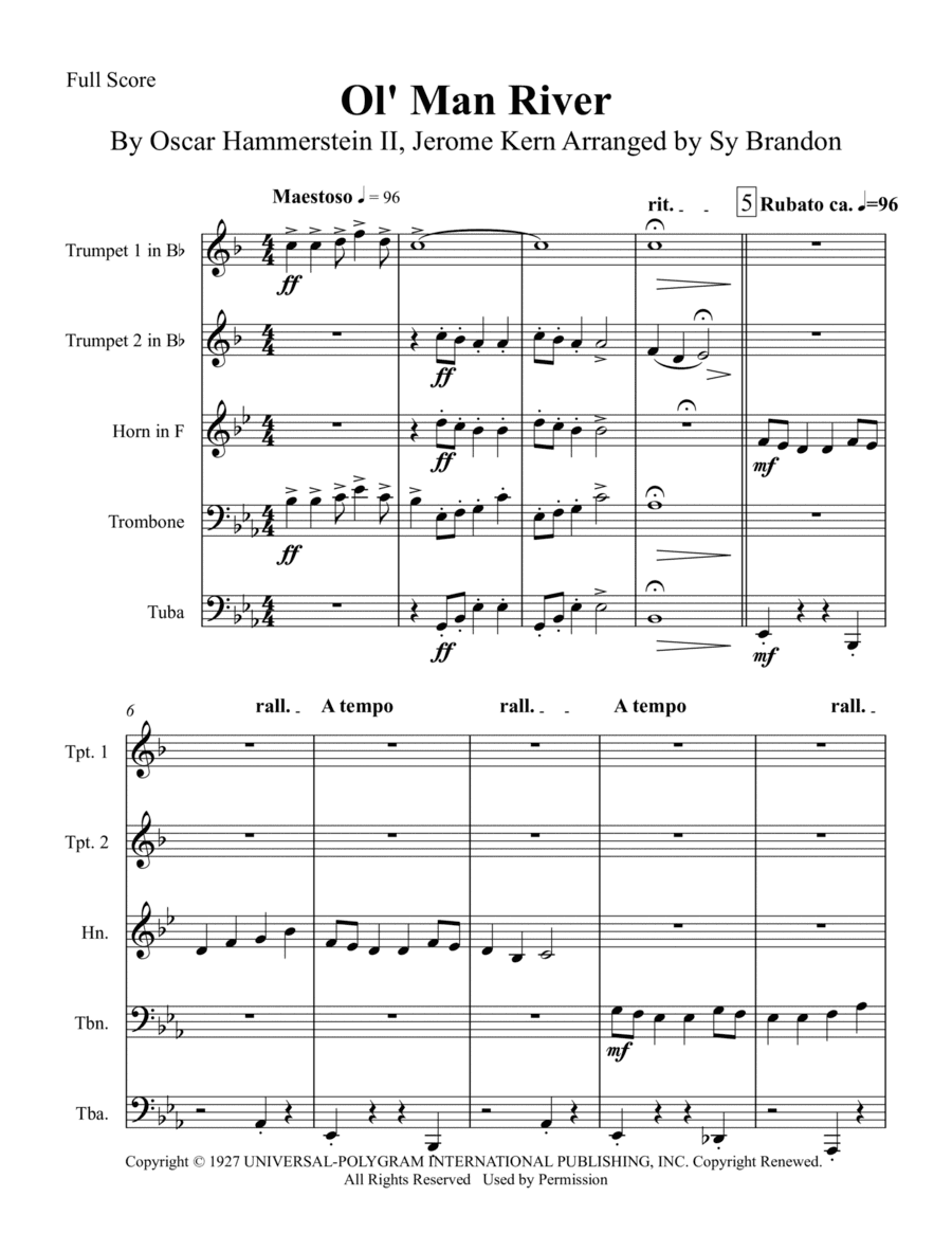 Ol' Man River (arr. Sy Brandon)
