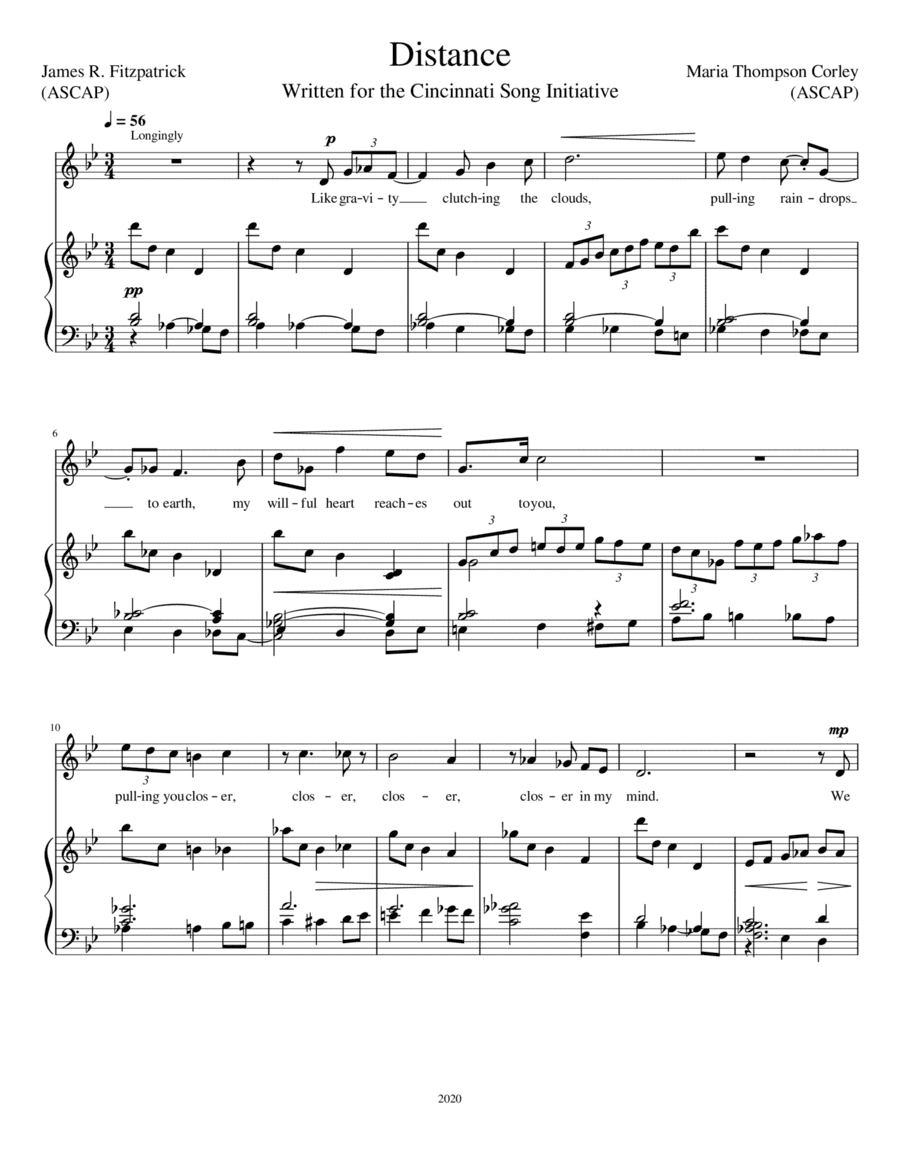 Distance, for medium voice and piano