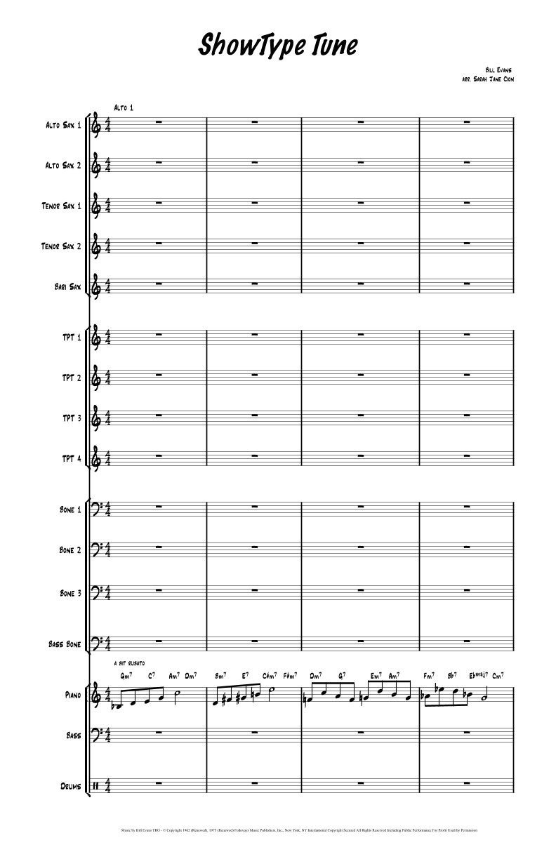 Show-type Tune (tune For A Lyric) (arr. Sarah Jane Cion)