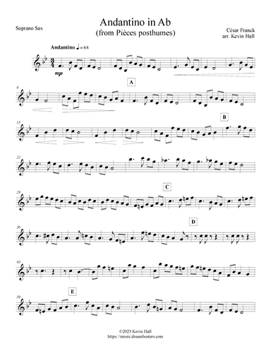 Franck: Andantino in Ab - arr. for Sax Quartet S(A)ATB (arr. Kevin Hall)