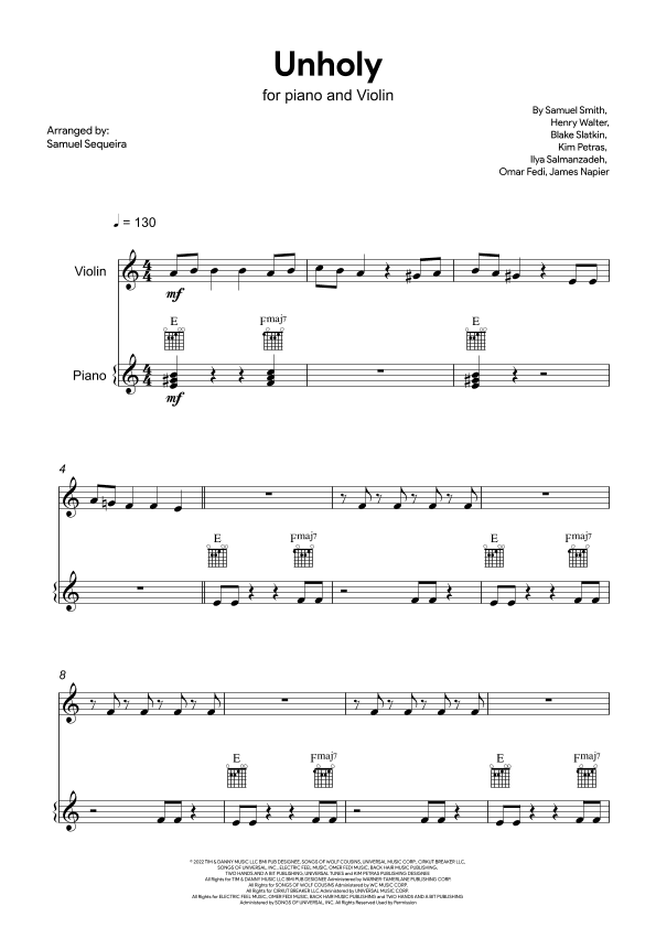 Unholy (arr. Samuel Sequeira)