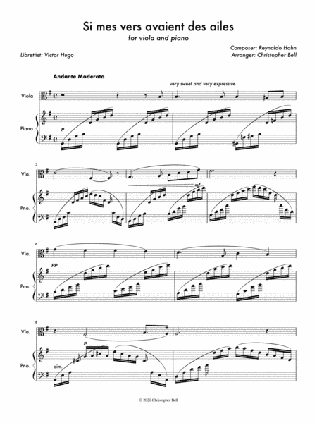 Si mes vers avaient des ailes (arr. Christopher Bell)