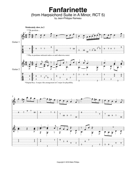 Fanfarinette (from Harpsichord Suite in A Minor, RTC 5) (arr. Mark Phillips)