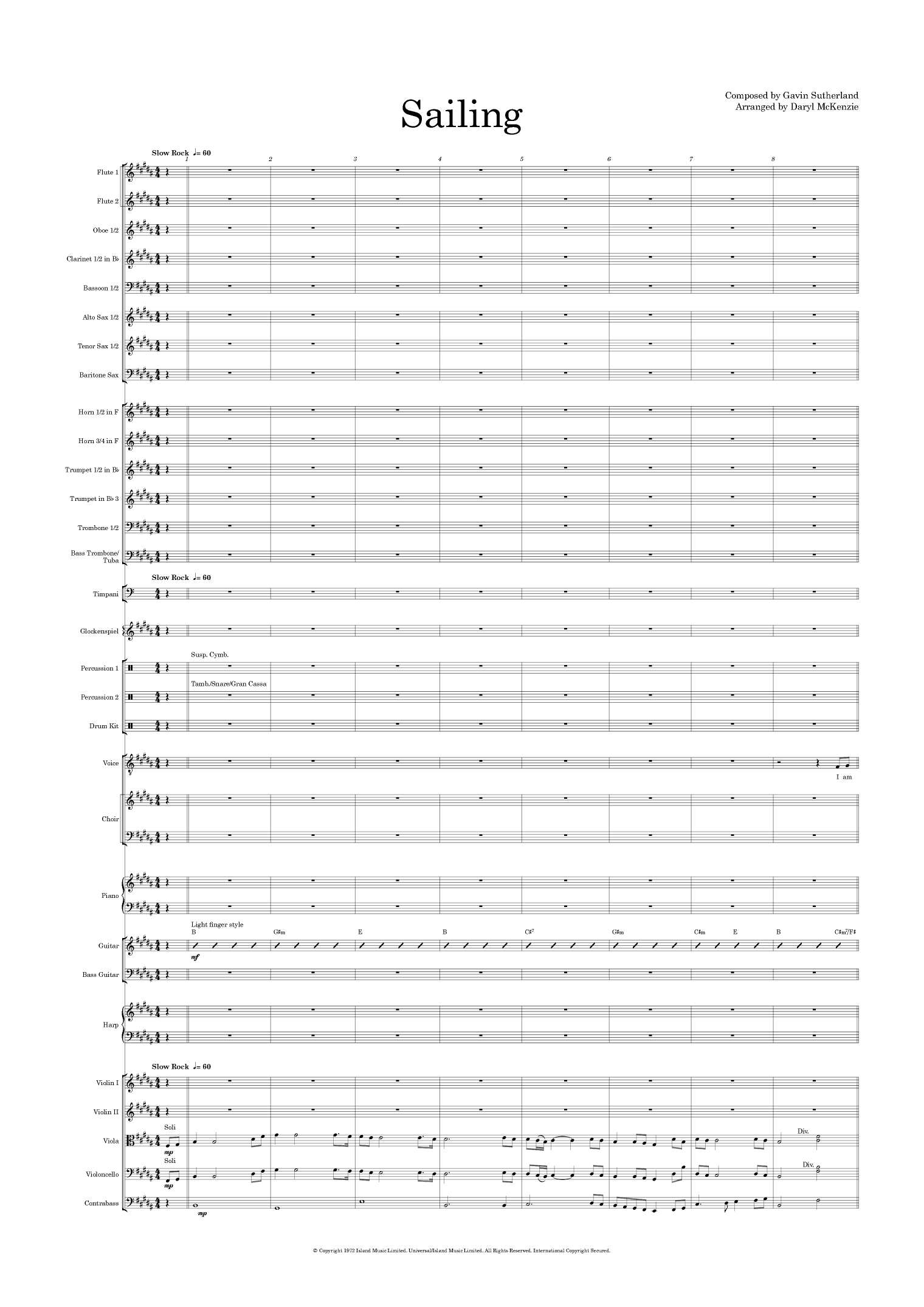 Sailing (arr. Daryl McKenzie)