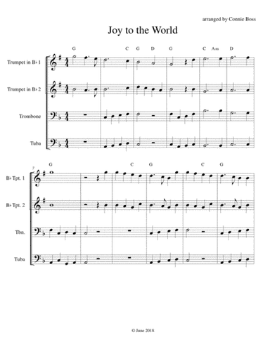 Joy to the World Brass Quartet (arr. Connie Boss)