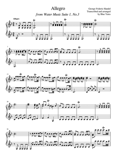 Allegro from Water Music Suite 1, No. 3 (George Frideric Handel) (arr. Blue Yates)