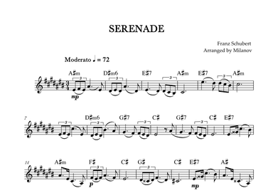 Serenade | Schubert | Lead Sheet | A# minor (arr. Milanov)
