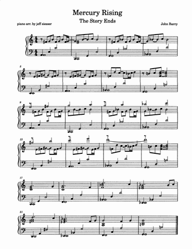 Mercury Rising - End Credits (arr. jeff siesser)