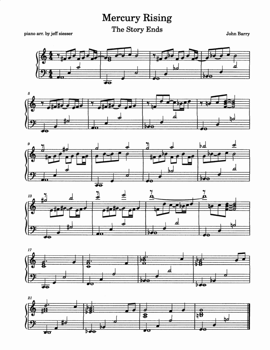 Mercury Rising - End Credits (arr. jeff siesser)