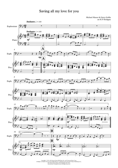 Saving All My Love For You (arr. Kevin P Holdgate)