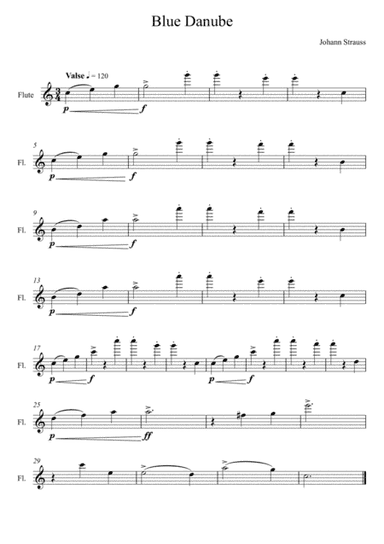 Johann Strauss - Blue Danube (Flute Solo) Easy Version (arr. André Laitano)