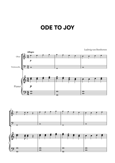 Beethoven - Ode to Joy for Oboe, Cello and Piano (arr. Cadenza Editions)
