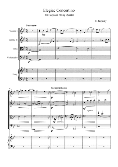 Elegiac Concertino for Harp and String Quartet